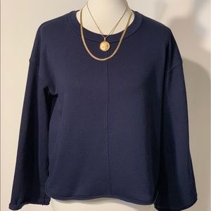 Madewell Bell-Sleeve Sweatshirt Size Medium Navy Blue